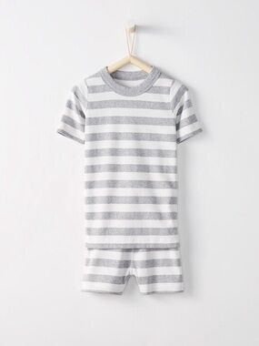 Hanna Andersson striped pajamas size 3, gray and white